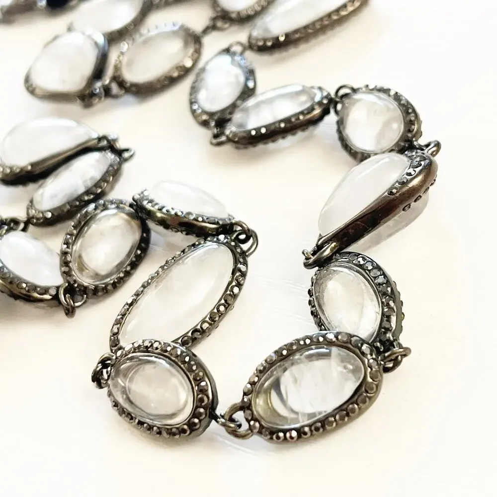NEW Chico's Hematite & Glass Station Necklace